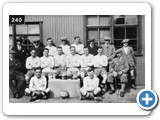 Fortrose Union Football 1923-24 in front of Ex-servicemen's Hut. Bert Miller, John Fraser, Alex Stuart, Eric Maclennan, George Murray, Dr Finlayson, Hugh MacRae